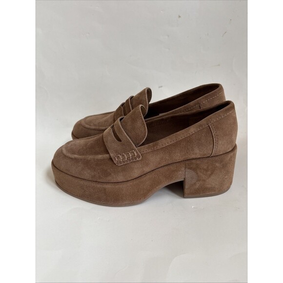 NWOB Dolce Vita Womens Yanni Chestnut Suede Platform Penny Loafer Size 6 - Picture 4 of 8